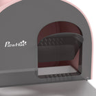 PawHut Cat Litter Box with Lid, Removable Tray, Scoop and Filter - Pink-A mat in front catches litter before it gets on the floor 