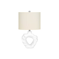 Monarch Specialties 25" H Table Lamp - Cream Resin / Ivory / Cream Shade-This modern and stylish 24"h table lamp is designed in an eye-catching, rippled cream resin base with an organic form, topped with a classic oval ivory linen shade, and finished with a silver finial for a unique accent in any living space