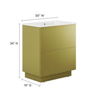Modway Quantum 30" Bathroom Vanity - White/Gold-8" Centerset Holes