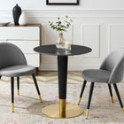 Modway Zinque 28" Artificial Marble Dining Table - Gold Black-Artificial Marble Tabletop