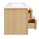 Modway Render 48" Wall-Mount Bathroom Vanity - Oak/White-8