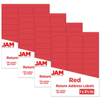 JAM Paper Mailing Address Labels - 1 x 2 5/8 - Red - 4 sets of 120-Red