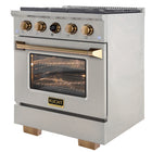 Kucht 30" KXP Series Dual Fuel Range Propane Gas - Stainless Steel/Gold-Full Stainless Steel range with professional handle will help you create the ultimate cooking experience
