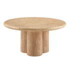 Modway Tori 31" Indoor/Outdoor Round Coffee Table - Travertine-Solid Concrete Construction
