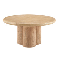 Modway Tori 31" Indoor/Outdoor Round Coffee Table - Travertine-Solid Concrete Construction