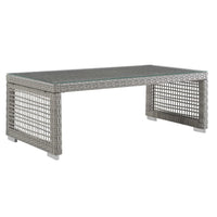 Modway Aura Rattan Outdoor Patio Coffee Table - Grey-Modern Outdoor Patio Coffee Table