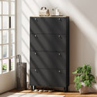 HOMCOM Shoe Cabinet with 4 Flip Drawers in Narrow Design - Black-Modern two-tone design, instantly elevating your entryway's style