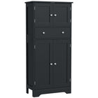 HOMCOM 50.5" H Kitchen Pantry Cabinet with Doors and Adjustable Shelf - Black-Recessed doors with silver handles exudes modern charm 