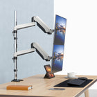 SHOPPINGALL Extra Long Vertically Stacked Dual Gas Spring Monitor Arm for 15”-32” Screens - SA-GA24L-White-12