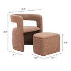 Zuo Atria Accent Chair - Ottoman Tawny Brown-3 year limited warranty