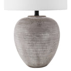 Hudson&Canal Shira 23" Tall Ceramic Table Lamp with Fabric Shade - Cool Terracotta/White-Rated for one 60W incandescent bulb - 9W LED bulb, 13W fluorescent (CFL) bulb, or 9W self-ballasted LED bulb, E26-base bulb, Bulb not included