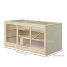 PawHut Wooden Hamster Cage Rat Cage with Slide & Tray - Natural Wood-Waterproof and easily clean tray