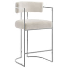 Modway Huron Curved Back Fabric and Metal Counter Stool - Silver Cream-Modern Barrel Counter Stool