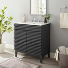 Modway Render 30" Bathroom Vanity Cabinet - Charcaol White-Soft-Close Doors