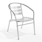 Flash Furniture Commercial Aluminum Indoor-Outdoor Restaurant Stack Chair with Triple Slat Back & Arms-Stackable Cafe Chair