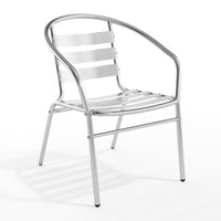 Flash Furniture Commercial Aluminum Indoor-Outdoor Restaurant Stack Chair with Triple Slat Back & Arms-Stackable Cafe Chair