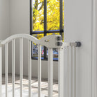PawHut 29"-39" Pet Gate with Door Pressure Fit Dog Gate for Stairs - White-Lead free metal frame is solid and strong
