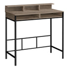 Monarch Specialties 7702 48" Computer Desk - Dark Taupe/Black Standing Height-Computer desk standing high in a dark taupe wood-look finish featuring a small hutch and 2 open storage shelves