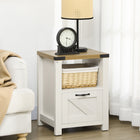 HOMCOM Side Table with Storage - White-Required simple assembly