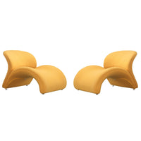 Manhattan Comfort Rosebud 30.3" Modern Wool Blend Upholstered Accent Chair - Yellow - 2 Pack-Modern Abstract Lounge Accent Chair Perfect for Pop Living Room Usage. Set of 2