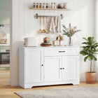 HOMCOM 44" Modern Sideboard Buffet Cabinet with Drawer & Side Storage Racks - White-Adjustable shelves ensure personalised storage for all your needs 