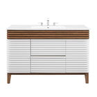 Modway Render 48" Single Sink Bathroom Vanity - White/Walnut/White-Mid-Century Modern Vanity