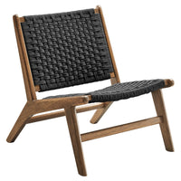 Modway Saoirse Woven Rope Wood Accent Lounge Chair - Walnut Black-Woven Rope