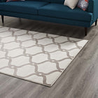 Modway Beltara Chain Link Transitional Trellis Area Rug - 5 ft W x 8 ft L - Beige/Ivory-Gripping Rubber Underside 