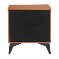 Zuo Zarif Nightstand - Black/Walnut-Ash Veneer MDF rectangular shape tabletop