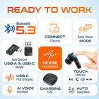 Delton T50 Wireless Earbuds with 4 ENC Microphone and USB Type-A/C Dongle - Black-Stay worry-free during workouts or outdoor activities with a sweatproof, waterproof, and splashproof resistant design of these over ear bluetooth earbuds built for durability.