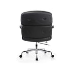 Plata Import Elegant Office Chair Faux leather Adjustable Chair with Polished aluminum frame - Black-Fixed Arms