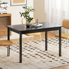 HOMCOM Farmhouse Kitchen Table with Wood Frame for Dining Room - Black-Spacious tabletop for holding foods and drinks