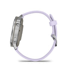 Garmin Venu 4 Smartwatch - 41 mm - Silver with Periwinkle Silicone Band-Design (new): Smartwatch with a bright, colorful display, stainless steel design, and built-in flashlight
