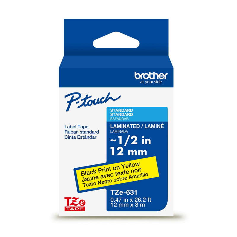 Brother Genuine TZe631 Black on Yellow Laminated Tape for P-touch
