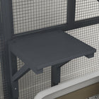 PawHut Wooden Cat House with Flap Door, Platforms and Hammock - Grey-3 doors for convenient access and a large door for easy litter box placement 