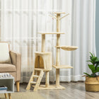 PawHut 53" Large Activity Centre Cat Tree Tower with Condo - White-Sisal scratching posts promote your cat's natural instinct to scratch 