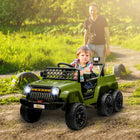 Qaba 12V 7A Kids Electric RC Car w/ 4WD/2WD Switch - Green-Provide 1 hour realistic and funny play time 