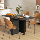 HOMCOM 55" Drop Leaf Folding Dining Table with Storage Shelves for 4-6 - Black-2 shelves provide discreet storage space