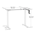 Ezywork Manual Standing Desk Frame - Hand Crank - White-Width Adjustment Range: 33.9" - 52.4" (86cm - 133cm)