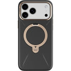 Torras Ostand Q3 VegSkin Series Case for iPhone 17 Pro Max - Black-Premium Look, Confident Grip. Smooth vegan leather with a textured finish for a refined feel. Fingerprint-free and non-slip surface that stays clean and secure in hand.