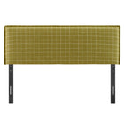 Modway Camille Checkered Linen Blend King Size Headboard - Artichoke Windowpane Check-Flanged Border