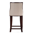 Manhattan Comfort Fifth Avenue 19" Traditional Faux Leather Upholstered Counter Stool - Cream and Dark Walnut-Delivered to you Fully Assembled! No Assembly Required