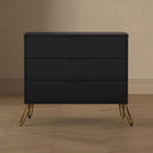 Manhattan Comfort Avira 35" Mid-Century Modern 3-Drawer Dresser - Black-Home Assembly Required (All Hardware Included)