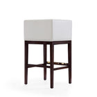 Manhattan Comfort Kingsley 21" Mid-Century Modern Faux Leather Upholstered Bar Stool - Ivory and Dark Walnut-Includes Gold Metal Footrest