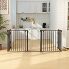 PawHut 30" H Foldable Indoor Dog Playpen with Door - Black-Can be used as a pet playpen, safety gate and room divider etc 