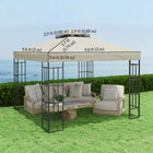 Outsunny 10' L x 10' W Gazebo Replacement Canopy Cover with Drain HolesTop Cover - Cream-Hook and loop fasteners and corner pockets to attach and take off easily