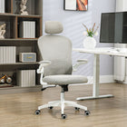 Vinsetto Mesh Office Chair with Headrest and 4D Lumbar Support - Grey-Adjustable seat height to fit your sitting style