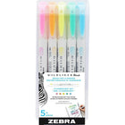 Zebra Mildliner Double Ended Brush Pen, Mild & Fluorescent, 5 Pack-AP Certified non-toxic