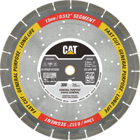 CAT 14" Segmented Rim Diamond Saw Blade-Large 14" Cutting Depth: Ideal for deep cuts in slabs, concrete, asphalt, and block