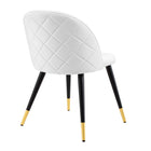 Modway Cordial Performance Velvet Dining Chairs - White - 2 Pack-Chair Weight Capacity: 300 lbs.